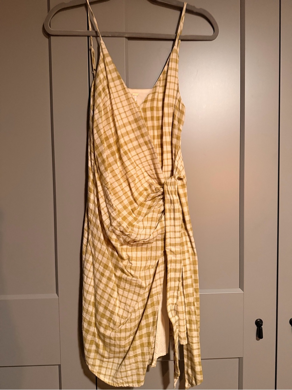 Free people green Plaid Wrap Dress
